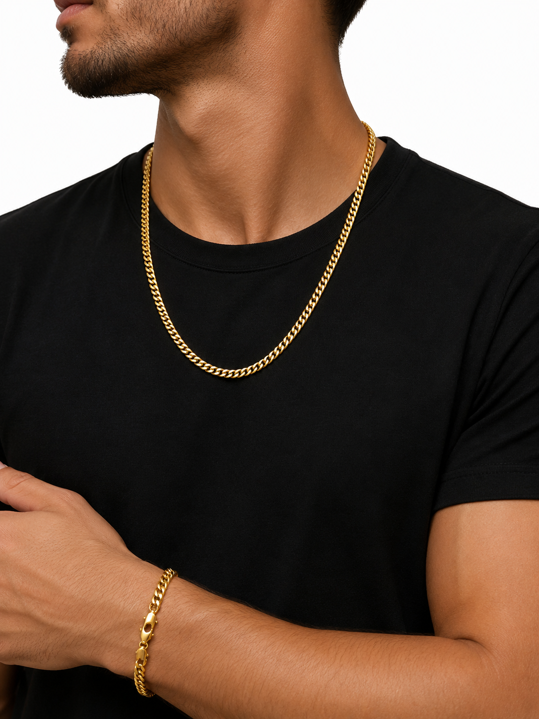 UNISEX Set Brățară și Colier Placat cu Aur 14K LICHIDARE STOC!