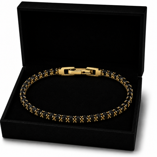 Brățară Tennis Black 3mm Placată cu AUR 18K