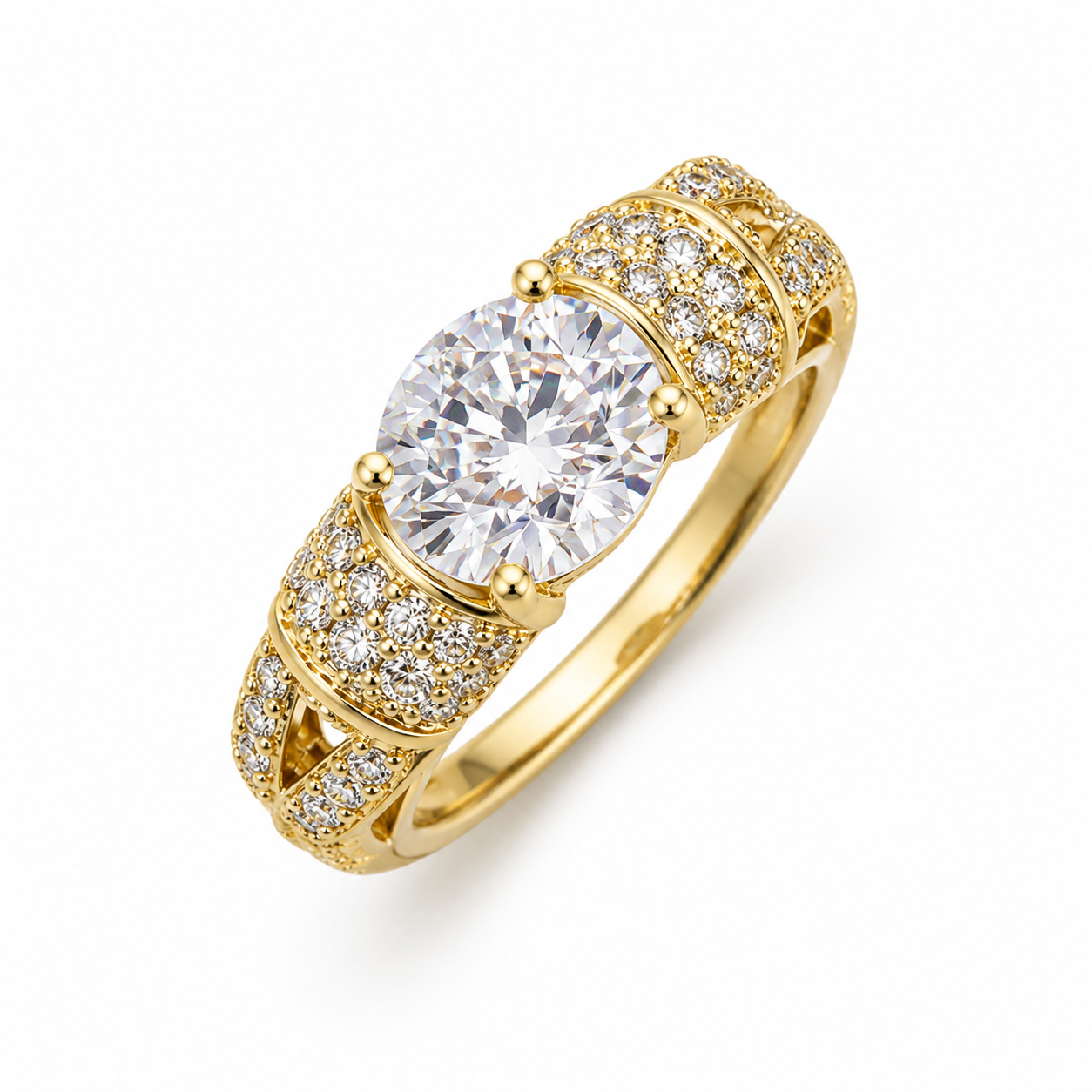 Inel Elegant cu Piatră Zirconiu Placat cu Aur 18K