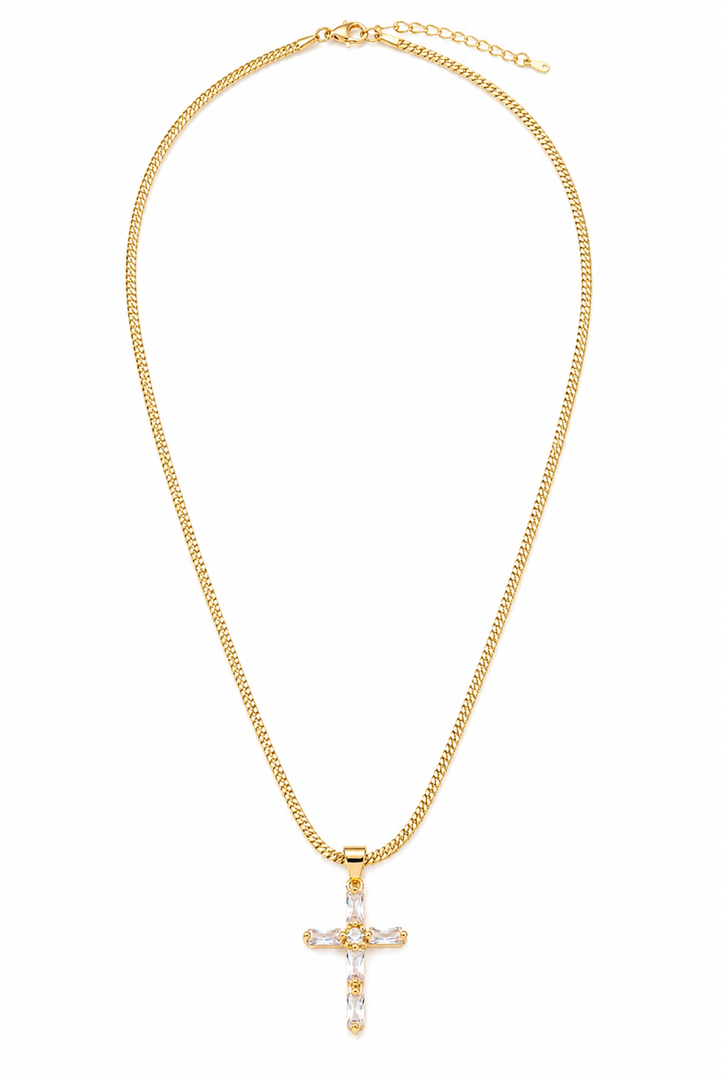 Colier cu Cruce cu Cristal Placat cu AUR 18K