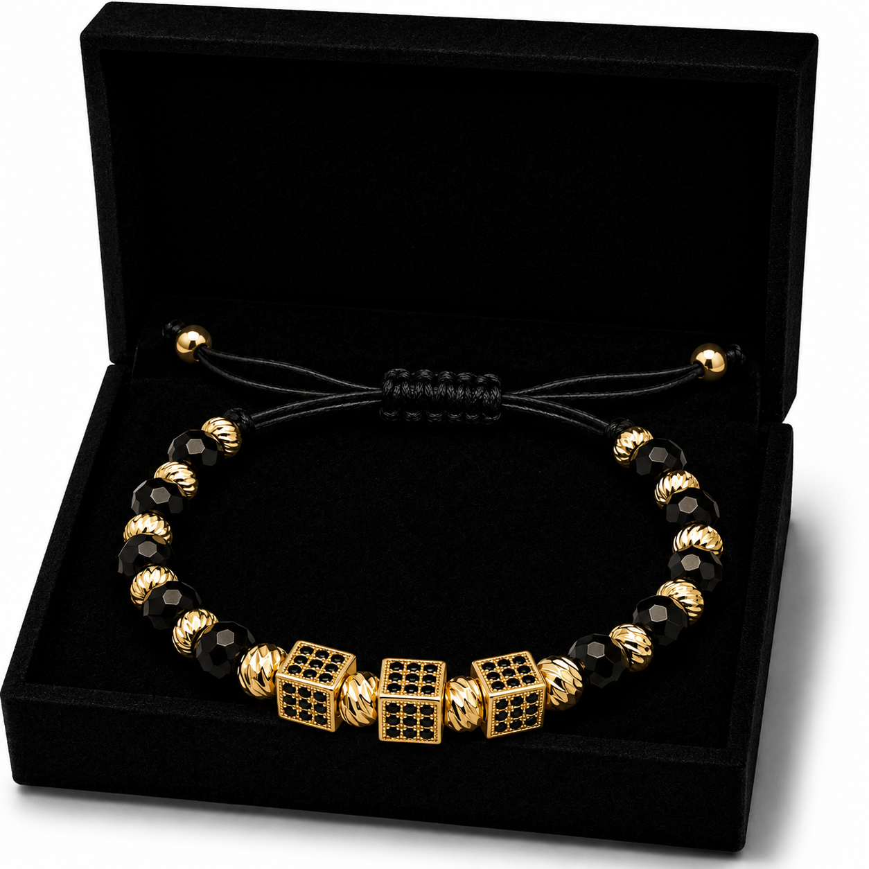 Bratara cu 3 Pandative tip Zar Placata cu AUR 18K