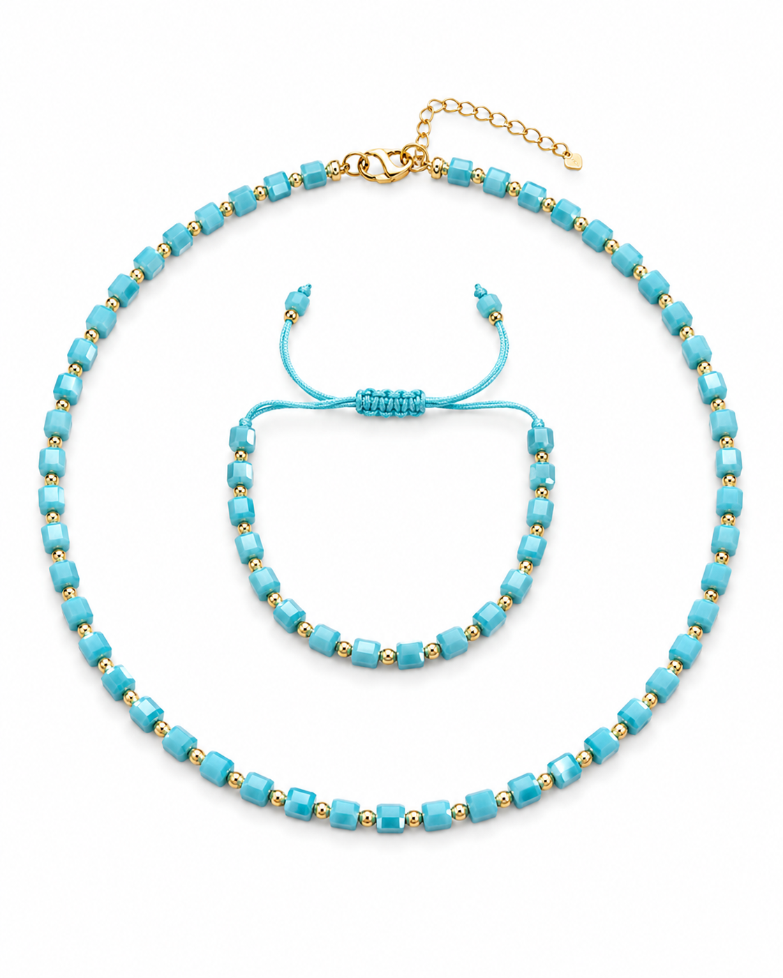 Set Bratara si Colier cub - Turquoise