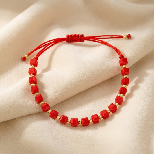 1+2 Gratis! Brățară Handmade Cub ROȘU Placată cu Aur