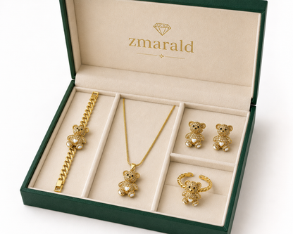 Set Teddy Diamond White Placat Cu Aur 18K