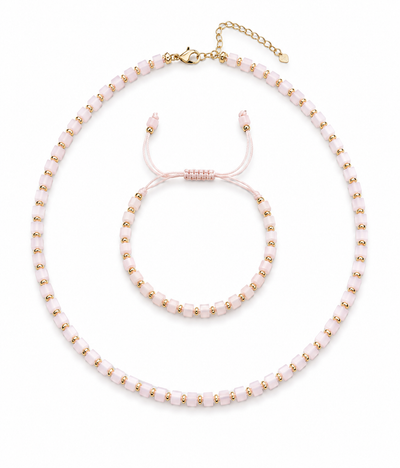 Set Bratara si Colier cub - Crem