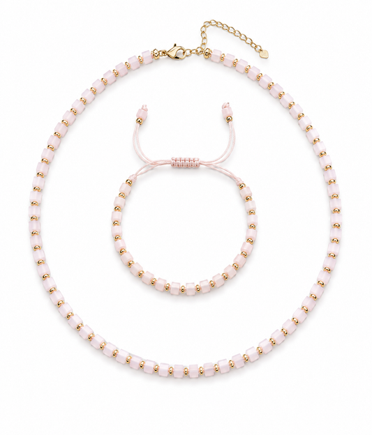 Set Bratara si Colier cub - Crem