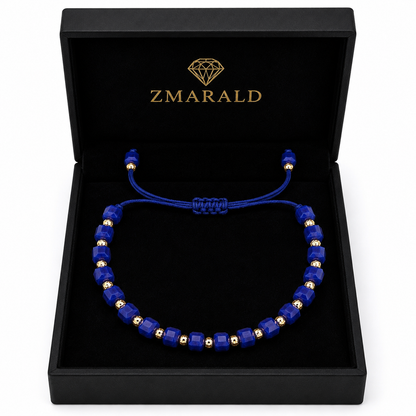1+2 GRATIS Brățară cu Șnur Placată cu Aur 18k Stil Cub - Albastru Închis