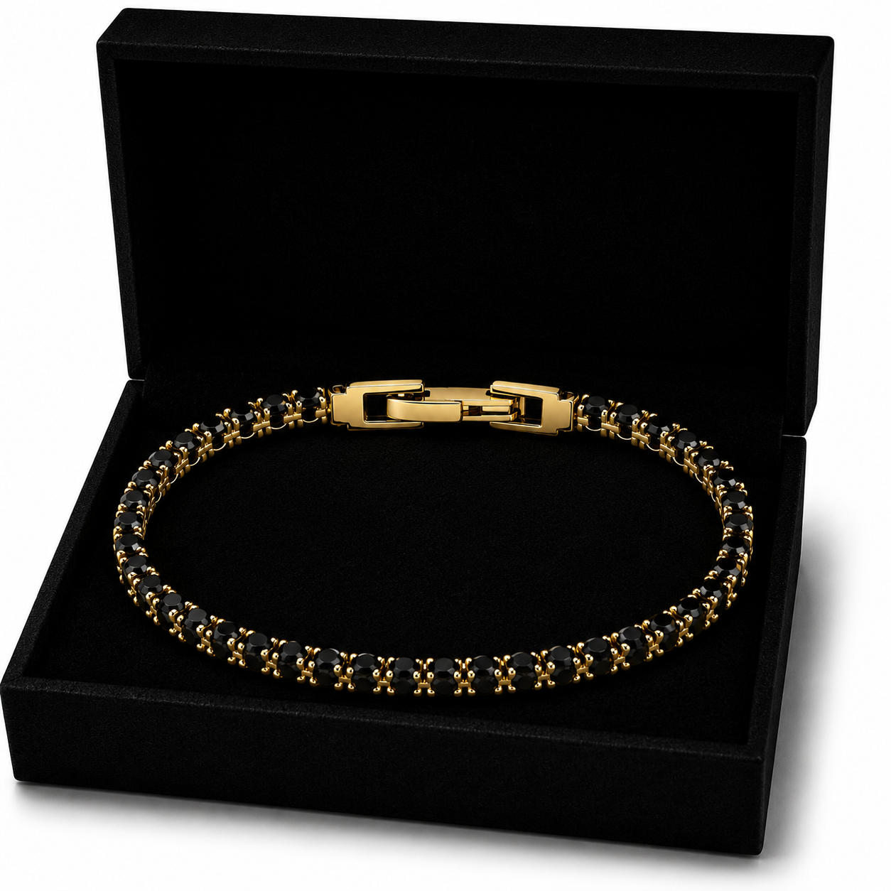 Brățară Tennis Black 3mm Placată cu AUR 18K