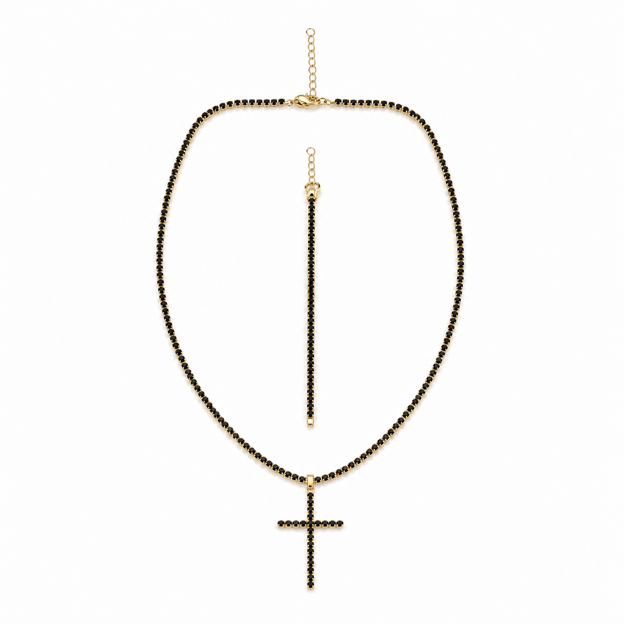 Set Black Diamond Tennis – Placat cu Aur 18K