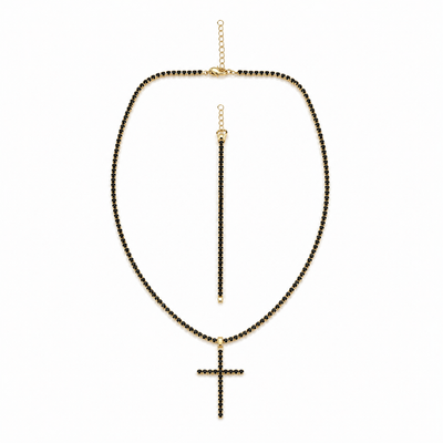 Set Black Diamond Tennis – Placat cu Aur 18K