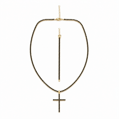Set Black Diamond Tennis – Placat cu Aur 18K