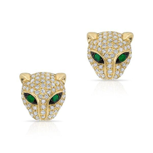 Cercei Panther Gold  cu Pietre Stralucitoare