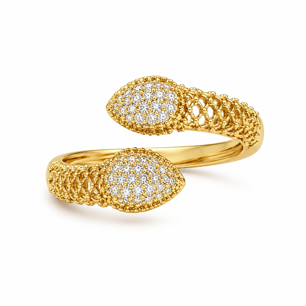 Inel Elegant cu Pietricele Strălucitoare Placat cu Aur 18K