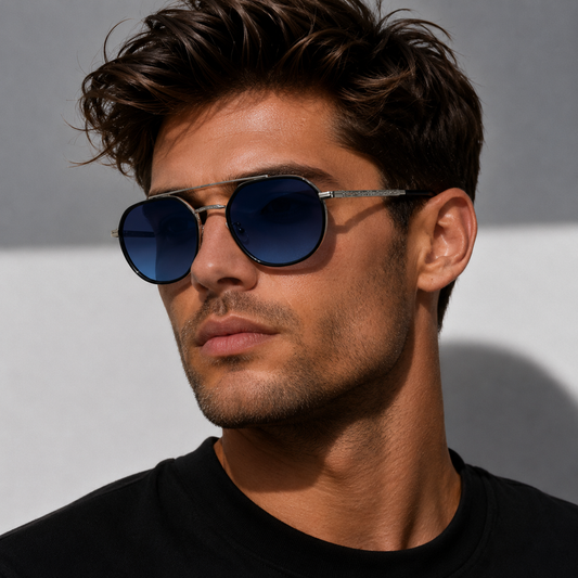 Ochelari de Soare Rotunzi cu Lentile Albastre UV400