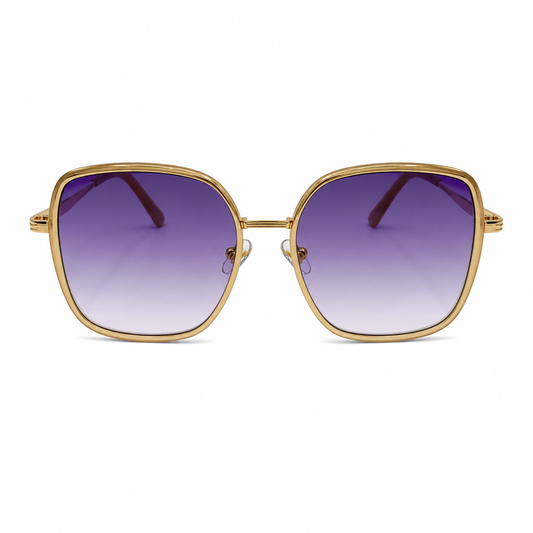Ochelari de Soare Bej cu Lentile Mov Degrade UV400