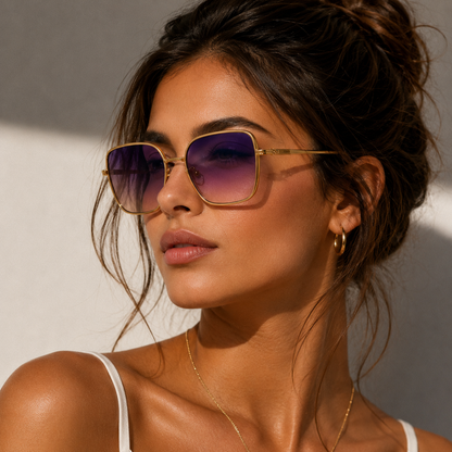 Ochelari de Soare Oversized Albi cu Lentile Degrade UV400