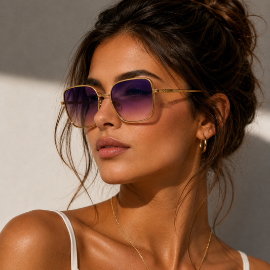 Ochelari de Soare Oversized Albi cu Lentile Degrade UV400