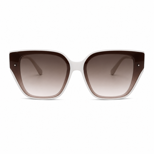 Ochelari de Soare Oversized Albi cu Lentile Degrade UV400