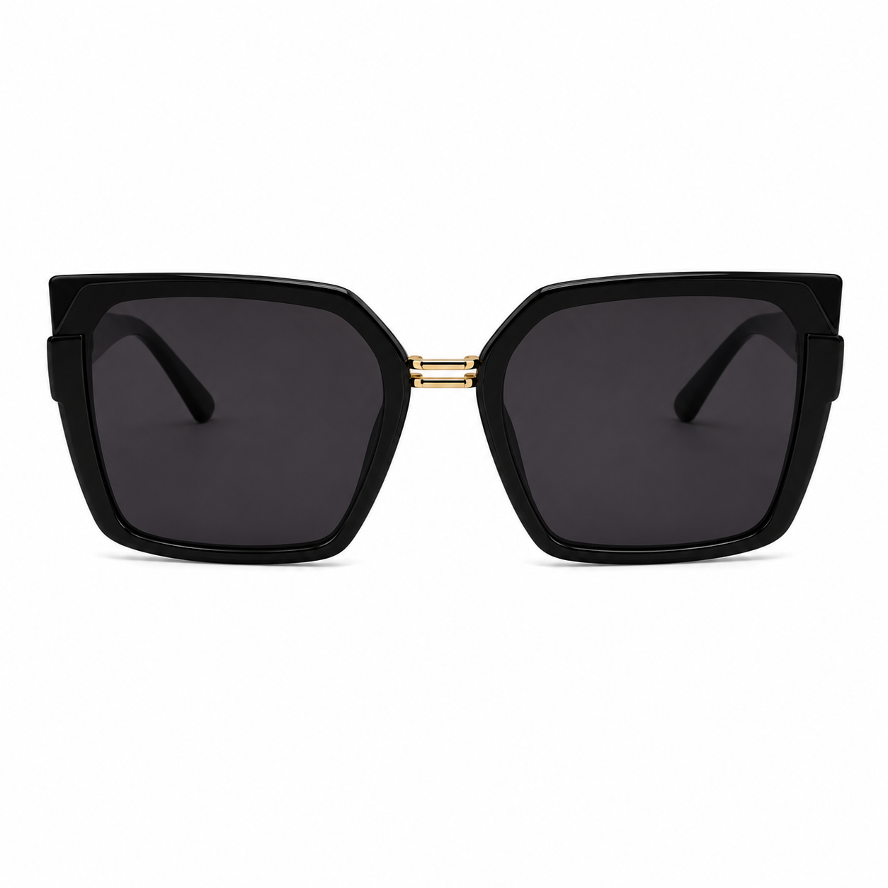 Ochelari de Soare Negri cu Accente Aurii UV400