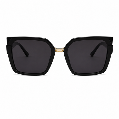 Ochelari de Soare Negri cu Accente Aurii UV400