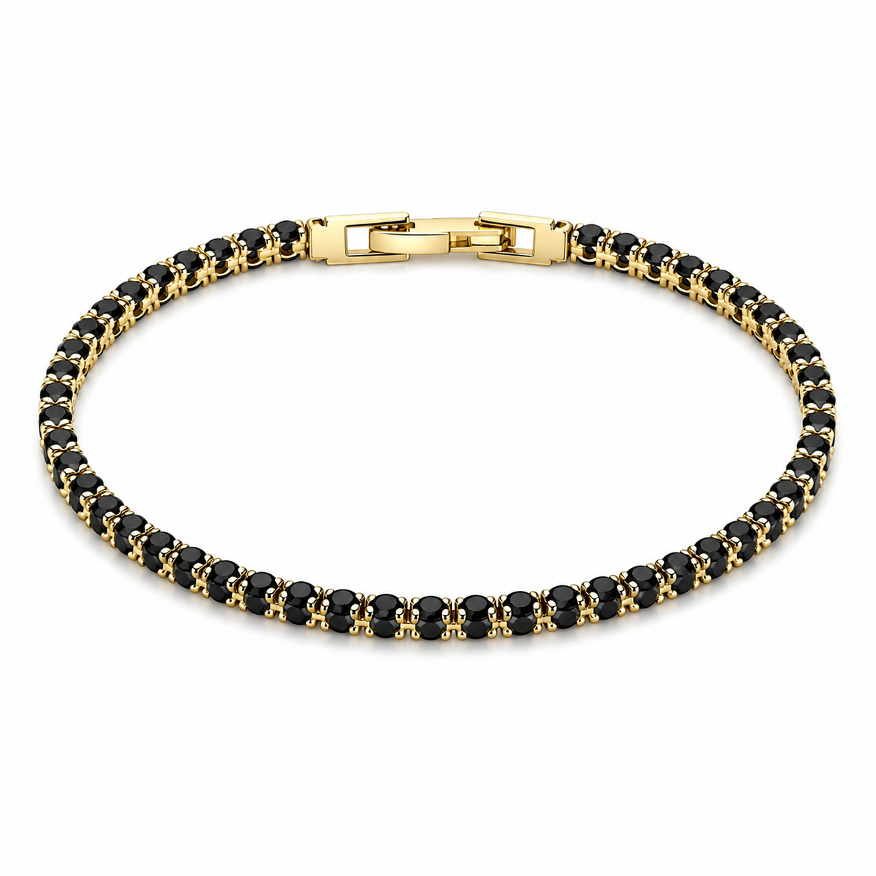 Brățară Tennis Black 3mm Placată cu AUR 18K