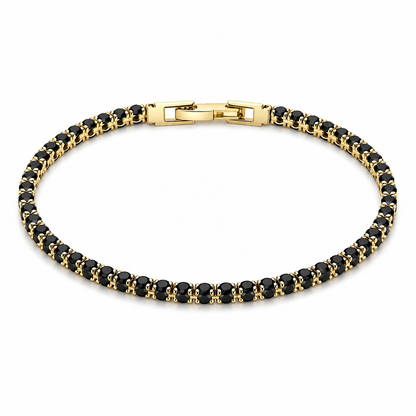 Brățară Tennis Black 3mm Placată cu AUR 18K