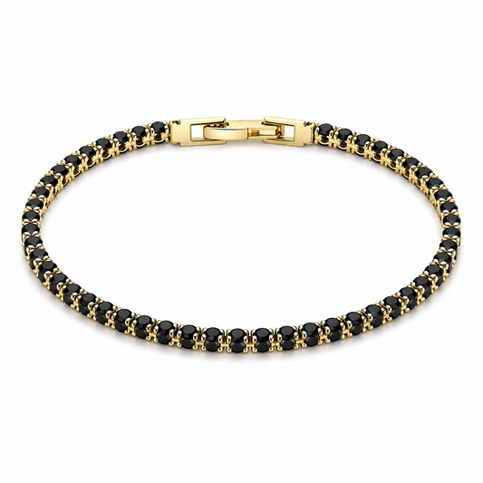 Brățară Tennis Black 3mm Placată cu AUR 18K