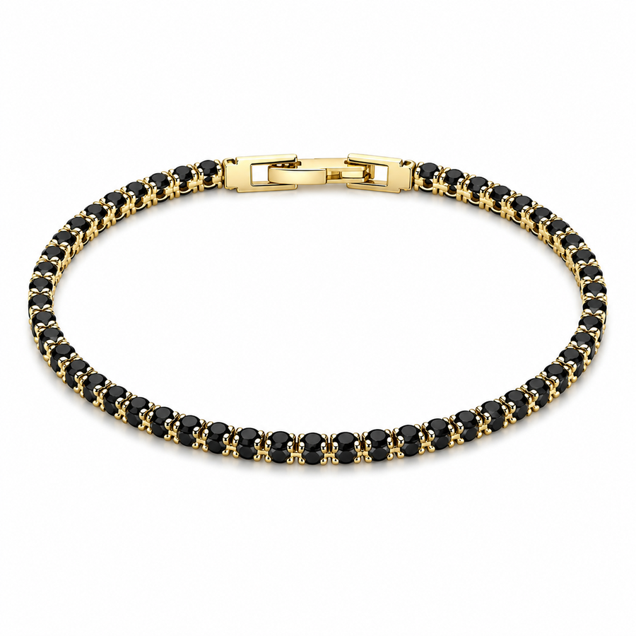 Brățară Tennis Black 3mm placată cu aur 18K