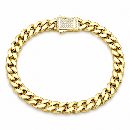 Brățară Cuban 6mm Placată cu Aur 18K