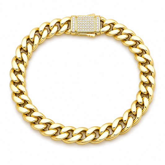 Brățară Cuban 8mm Placată cu Aur 18K