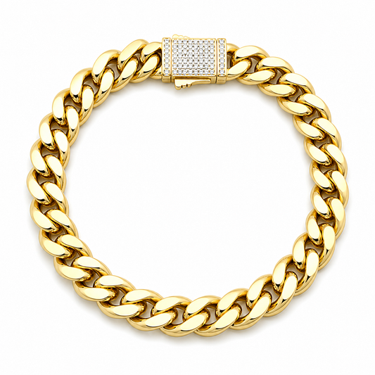 Brățară Cuban 10mm Placată cu Aur 18K