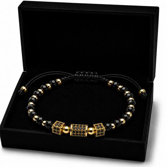 Bratara cu pandantiv Black and Gold Placa cu AUR 18K