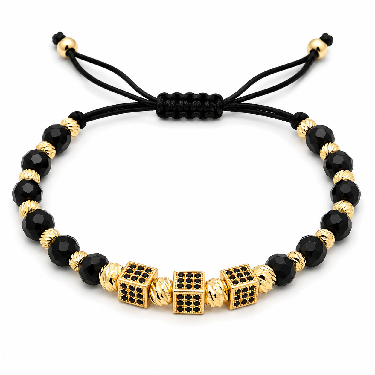 Bratara cu 3 Pandative tip Zar Placata cu AUR 18K