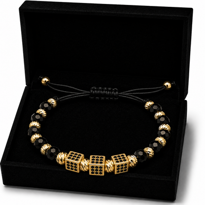 Bratara cu 3 Pandative tip Zar Placata cu AUR 18K