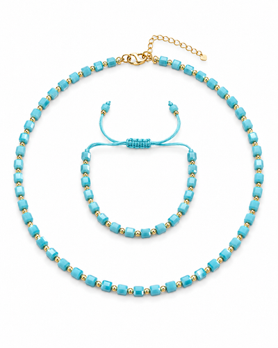 Set Bratara si Colier cub - Turquoise