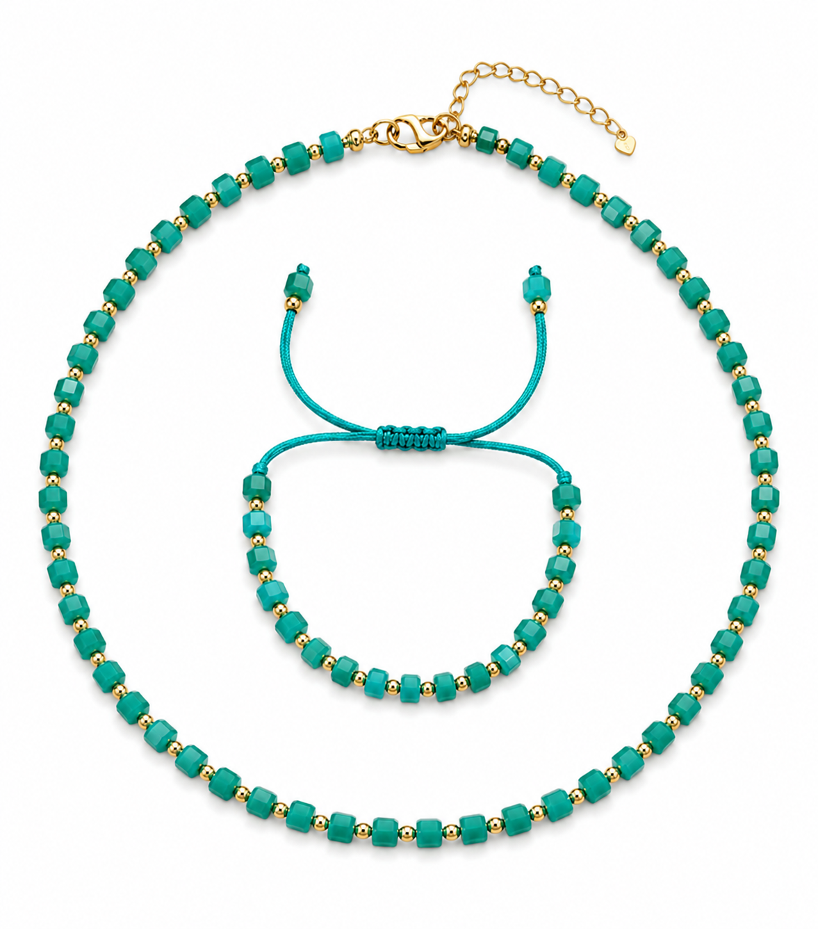 Set Bratara si Colier cub - Verde Inchis