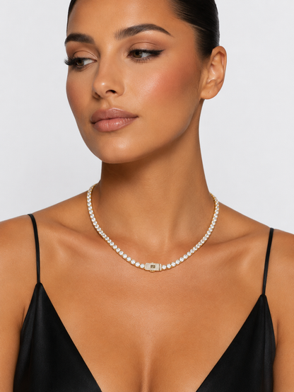 Colier Tennis cu Pietre Zirconiu Placat cu Aur 18k