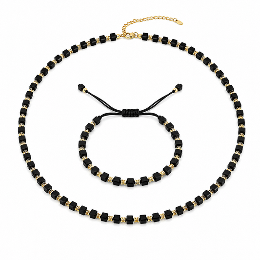 Set Colier & Brățară Cub – Placat cu Aur 18K