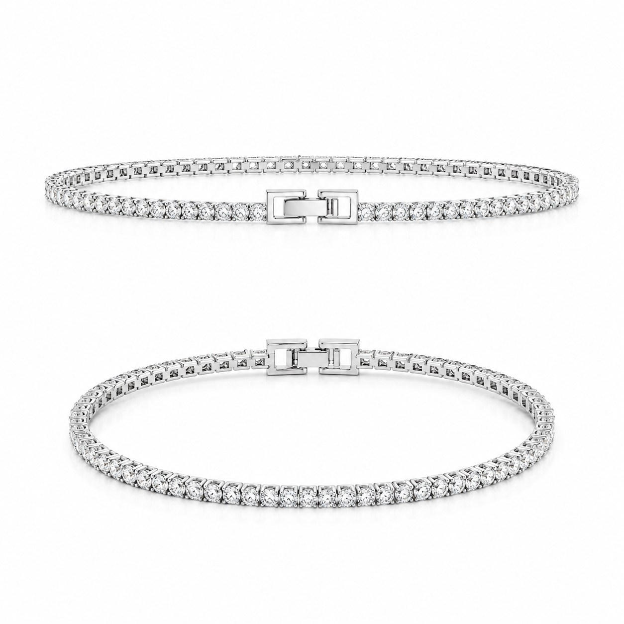 Brățară Tennis Silver 3mm – Placată cu Aur Alb