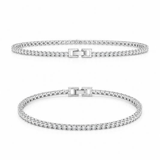 Brățară Tennis Silver 3mm – Placată cu Aur Alb