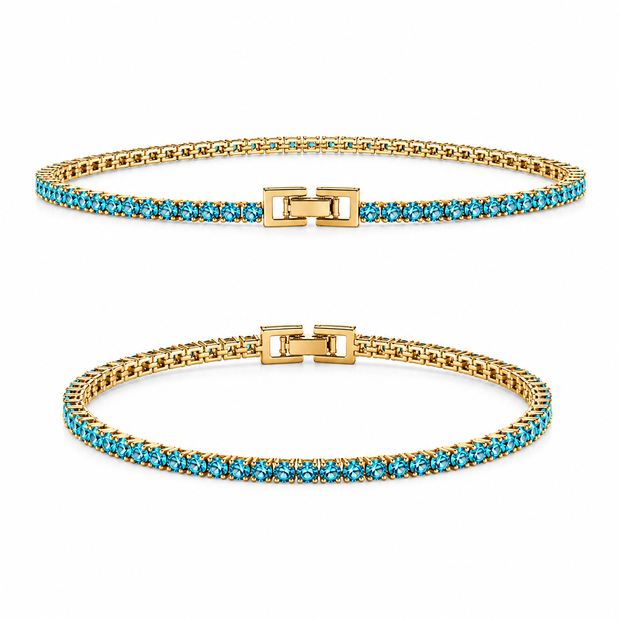 Brățară Tennis Turquoise 3mm – Placată cu Aur 18K