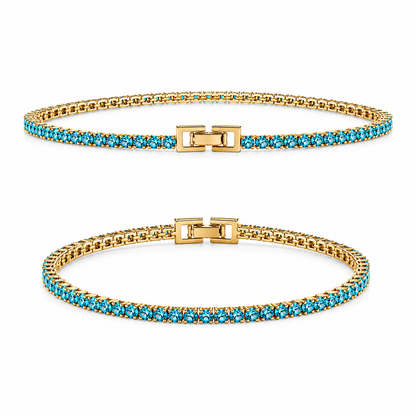 Brățară Tennis Turquoise 3mm – Placată cu Aur 18K