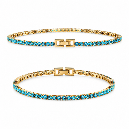 Brățară Tennis Turquoise 3mm – Placată cu Aur 18K