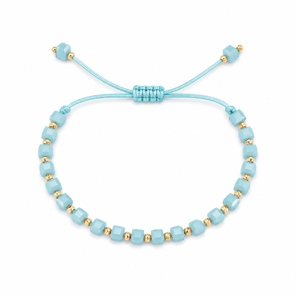 1+2 GRATIS Brățară cu Șnur Placată cu Aur 18k Stil Cub - Albastru Deschis