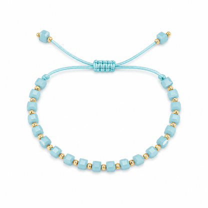 1+2 GRATIS Brățară cu Șnur Placată cu Aur 18k Stil Cub - Albastru Deschis
