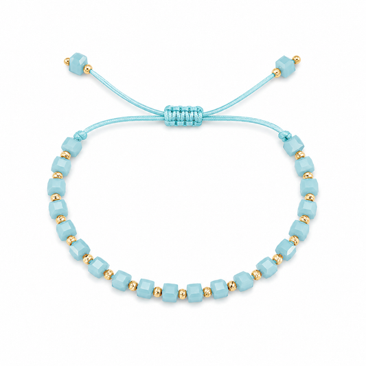 1+2 GRATIS Brățară cu Șnur Placată cu Aur 18k Stil Cub - Albastru Deschis
