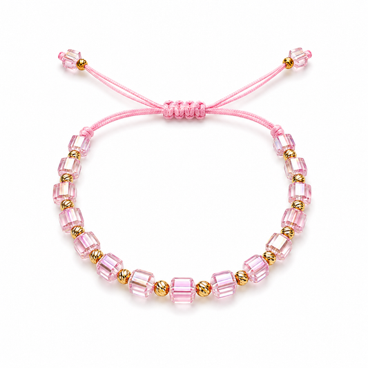 1+2 GRATIS Brățară cu Șnur Placată cu Aur 18k Stil Cub - Roze