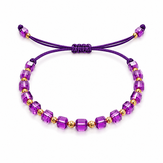 1+2 GRATIS Brățară cu Șnur Placată cu Aur 18k Stil Cub - Mov