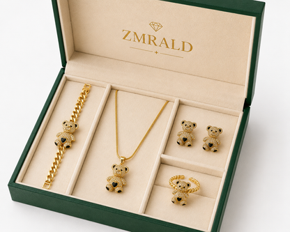 Set Teddy Diamond Black Placat Cu Aur 18K
