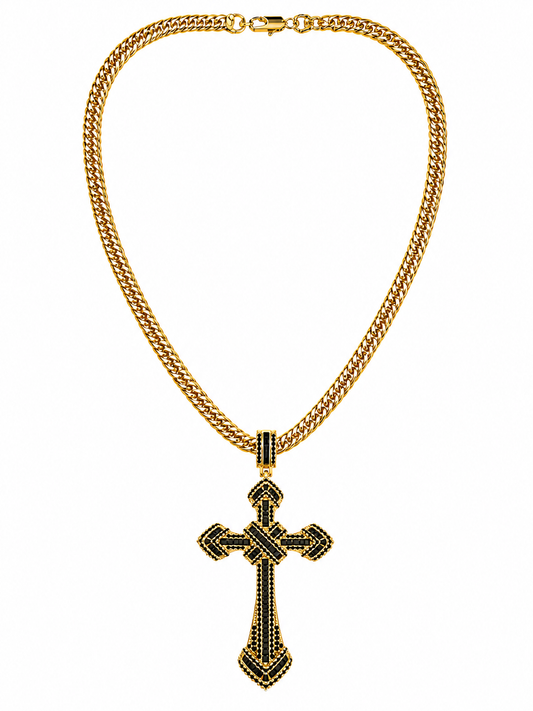 Colier Cruce cu Pietricele Zirconiu Placat Aur 18K